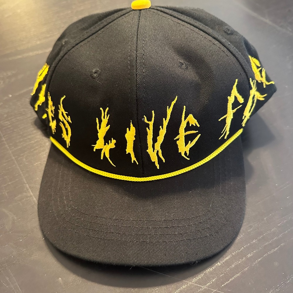 Linda Finegold A*sholes Live Forever Snapback Hat Black Yellow Streetwear Cap